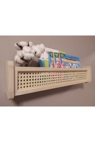 Resim babyroomstore Hazeranlı Ahşap Montessori Kitaplık Bebek Ve Çocuk Odası Hasır Hazeran Raf 
