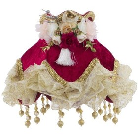 Resim Kadife Kaplı El Yapımı Klasik Model Abajur Vintage Şapka Bordo 