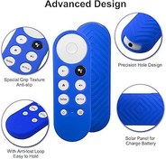 Resim Google TV için 2 adet uzaktan kumanda kapağı – Hafif kaymaz silikon kılıf, darbeye dayanıklı (siyah+kraliyet mavisi) 