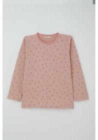 Resim Breeze Kız Çocuk Pijama Takımı Minimal Mini Desenli 4-8 Yaş, Gülkurusu Gülkurusu 