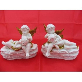 Resim Melek Figürler-QQC 2Lİ TAŞTA OTURAN MELEK12.3X7.5X10.5 CM. 