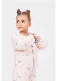 Resim Cantoy Kız Erkek Çocuk Kalın Elyaf Dolgulu Premium Kalite 2.5 Tog Desenli Uyku Tulumu Gri - Pudra 