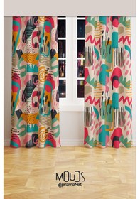 Resim Artboard 1 Desenli Fon Perde Genç Odası Oturma Odası Süet Baskılı Ekstrafor Büzgü 2 Kanat Prd-2016 Çok Renkli 