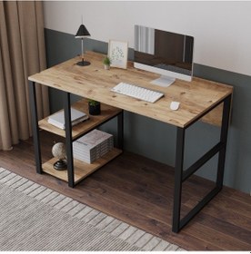 Resim Robinhome Robin Home Vegas No 8 Kitaplıklı Raflı Çalışma Masası Açık Kahverengi 