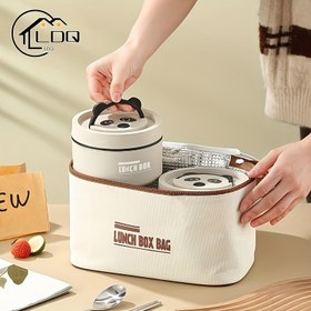 Resim LDQ 5’i 1 Arada Paslanmaz Çelik Öğle Yemeği Kutusu Seti – Dört Kap ve Bir Çantalı – Okul, İş ve Seyahat İçin İdeal – Yiyecekleri Saatlerce Taze Tutuyor 
