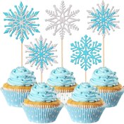 Resim 12 Adet Simli Kar Tanesi Cupcake Süsleri Kış Dondurulmuş Tema Cupcake Seçimleri Kış Harikalar Diyarı Pasta Süslemeleri Kar Tanesi Temalı Doğum Günü Mutlu No 