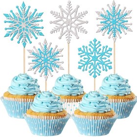 Resim 12 Adet Simli Kar Tanesi Cupcake Süsleri Kış Dondurulmuş Tema Cupcake Seçimleri Kış Harikalar Diyarı Pasta Süslemeleri Kar Tanesi Temalı Doğum Günü Mutlu No 
