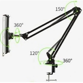 Resim Asfal Masaüstü Ayarlanabilir 360 Dönebilen Metal Telefon ve Tablet Standı Katlanabilir Tablet ve Telefon Tutucu 