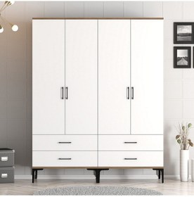 Resim Variant Kumsal 4 Kapılı Tt Gardrop - Ceviz / Beyaz 