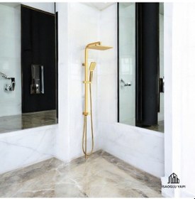 Resim İsaoğlu Yapı Gold Duş Sistemi Kare Premium Banyo Bataryası Dahil Gold Yağmurlama Gold 