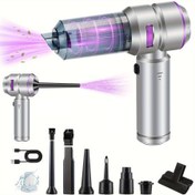 Resim 16000Pa Güçlü Emişli Şarj Edilebilir Elektrikli Süpürge, 2000mAh*3 Büyük Kapasiteli Pil, Kablosuz El Tipi Araç Vakumu, 100W Yüksek Performanslı Fırçasız Motorlu Toz Toplayıcı Hava Temizleyici 4’ü 1 Arada Taşınabilir Mini Üfleyci Ev Ofis Dış Mekan Kafe İçin 