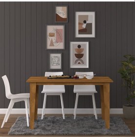Resim Asra Trend Yemek Masası YM-01 %100 MDF 4-6 Kişilik Mutfak Salon Masası Petra Kahverengi 