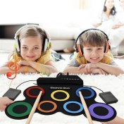 Resim Magicvoice G3002R 7 Ped Gökkuşağı Renkli Elektronik Roll Up Davul Kiti 