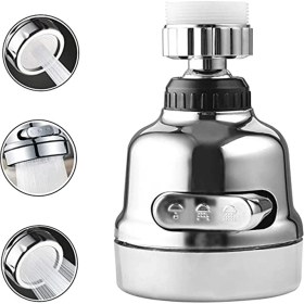 Resim Krom 3 Fonksiyonlu Mutfak Lavabo Başlığı 360 Derece Döner Musluk Ucu 