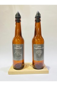 Resim TURGUTS 3 Lü Yağdanlık Seti Ahşap Standlı 