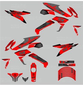 Resim Bajaj Pulsar 200 NS Naked Sport Gri Kırmızı Sticker Set 54 
