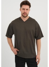 Resim Alexander Gardi Alexandergardı V Yaka Oversize T-shirt E24-742a Haki 