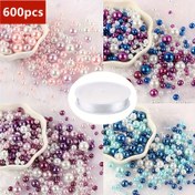 Resim 600 adet 4 Renkli Yuvarlak Boncuk Kemer, Elastik Kristal İpi ile Birlikte Kullanılır, Takı Yapımı DIY Kolyeler ve Bilezikler için Kullanılır (Her Renk Bireysel Paketleme ile) 