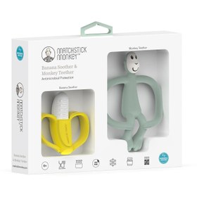 Resim Matchstick Monkey Banana-Silikon Diş Kaşıyıcı Hediye Seti / Mint yesili 