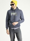 Resim Koyu Antrasit Kapüşonlu İçi Polarlı Baskılı Pamuklu Sweatshirt Kigili
