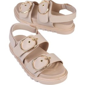 Resim Shoetek Tayuma Kadın Sandalet Bantlı Tokalı Bej Deri Bej 