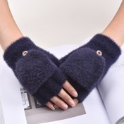 Resim Kışlık Sıcak Yarım Parmak Eldivenler, Unisex Dönüştürülebilir Kapaklı Eldivenler, Elastik Tasarım, Düz Renk, Sadece Elde Yıkama, Temel Açık Hava Sıcaklığı - Polyester Kumaş 