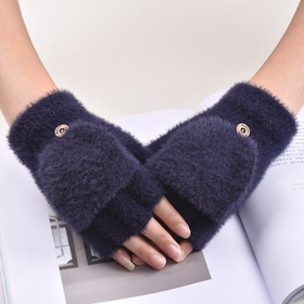 Resim Kışlık Sıcak Yarım Parmak Eldivenler, Unisex Dönüştürülebilir Kapaklı Eldivenler, Elastik Tasarım, Düz Renk, Sadece Elde Yıkama, Temel Açık Hava Sıcaklığı - Polyester Kumaş 