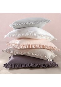 Resim Maki Home Pamuklu Lacivert Fırfırlı İki Adet 50x70 Yastık Kılıfı 