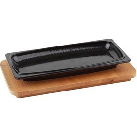 Resim Lava Servis Tabağı 30*15 CM Ahşap Altlı 