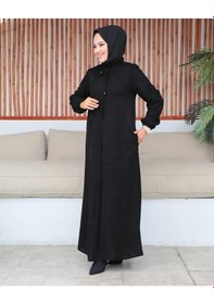 Resim Şönil Kumaş Kışlık Comfort Ferace / Siyah - F0501 Siyah 