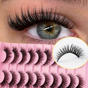 Resim Yüksek dereceli lüks vizon kirpikler - hacimli dramatik ve doğal görünüm, ekstra kalın C-kıvrım kirpikler, 7-16mm el yapımı 3D kedi gözü kirpikleri, dramatik hacim etkisi, kullanımı kolay, yeni başlayanlar için uygun, Yılbaşı hediyesi Noel hediyesi 