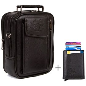 Resim Siyah Çelik Kasalı Telefon Bölmeli El Ve Omuz Çantası Ve Kartlık 