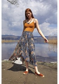 Resim Beli Lastikli Etnik Etek-Std-Indigo Inka İndigo 