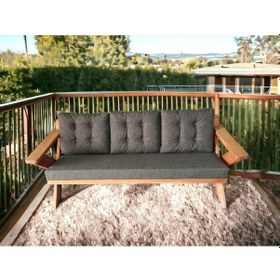 Resim Berlin Masif Ahşap Koltuk Kestane Ağacı-1 Adet Üçlü Koltuk An Kt Gri 