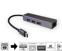 Resim Electroon Type-C to USB 3.0 Gigabit Ethernet RJ45 USB Çevirici Electroon