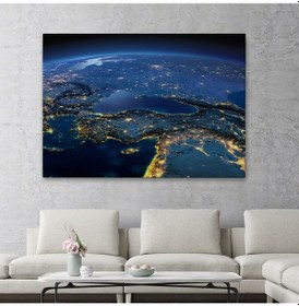 Resim Es10 Özel Tasarım, Dekortif BaskıDekoratif Uydu Görünümlü Kanvas Türkiye Haritası 1033 (150 x 85) 