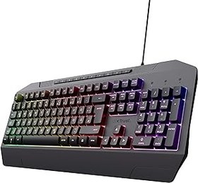 Resim Trust Gaming GXT 836 Evocx oyun klavyesi, Almanca QWERTZ düzenli,%78 geri dönüşümlü plastik, RGB aydınlatma, gölgeleme önleyici, medya tuşları, oyun klavyesi USB, bilgisayar/dizüstü bilgisayar için, 