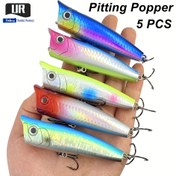 Resim 5 adet Karışık Renkli 3.54"/9cm ve 3.94"/10cm, 0.51oz/14.6g ve 0.71oz/20g Sesli Topwater Popper Yemleri - Bass, Pike, Blackfish için İdeal - ABS Malzeme, Sevgililer Günü, Şükran Günü, İşçi Bayramı, Babalar Günü, April Fool's Day için Mükemmel 
