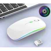 Resim Qasul 2.4ghz Kablosuz Çalışma Fare USB Şarj Edilebilir LED Lamba Rgb Fare Sessiz Ergonomik Dilsiz Fare Aydınlatmalı Dizüstü Pc Ipad 