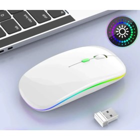 Resim Qasul 2.4ghz Kablosuz Çalışma Fare USB Şarj Edilebilir LED Lamba Rgb Fare Sessiz Ergonomik Dilsiz Fare Aydınlatmalı Dizüstü Pc Ipad 