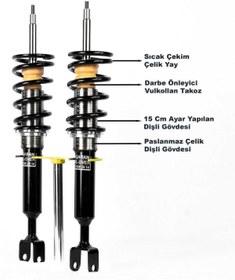 Resim Başaran Coilover Ford Focus 2 Uyumlu Coilover Ayarlı Amortisör 10 Cm 