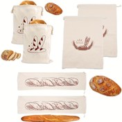 Resim 1 Adet Ecobake Yeniden Kullanılabilir Keten Ekmek Torbası - Yüksek Kaliteli Ağartmasız Gıda Güvenliği Dikdörtgen Saklama Çantası, Sanatçı Ev Yapımı Ekmek Koruyucu için Dekoratif Ekmek & Buğday İllüstrasyonları ile Mutfak ve Restoran Kullanımı 