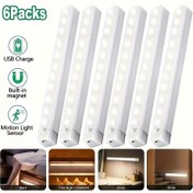 Resim 6 adet LED Hareket Sensörlü Işıklar, USB Şarj Edilebilir İç Mekan Aydınlatması, 150mAh Lityum Pil-Polimer, Plastik Malzeme, Mutfak ve Ev Kullanımı İçin, Hareket Aktive Aydınlatma | Şık LED Işık | Modern LED Işıklar, Mutfak LED Işıkları 