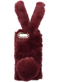 Resim General Mobile GM8 Kılıf Peluş Tüylü Swarovski Taşlı Tavşan Kulaklı Silikon Tpu Kapak 