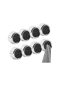 Resim Kangvka Abs Mutfak Banyo Havlu Rakibi - Dairesel Duvar Tipi, Silikon Pençeli, Kayma Engeli, 8 Adet Paket Gümüş 