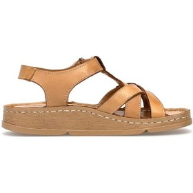 Resim Mammamia D25ys-2440 Kadın Hakiki Deri Düz Sandalet Taba Taba 