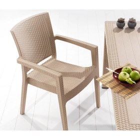 Resim Novussi Rattan Claris 90 Masa Takimi Kapuçino 