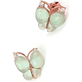 Resim Ose Shop Kalsedon Taşlı Tasarım Gümüş Kelebek Küpe 