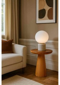 Resim Doğal Ahşap Mantar Sehpa Şık Tekli Yan Sehpa Tasarımı - Açık Meşe Renk Açık Meşe 