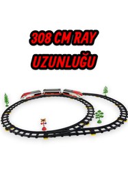 Resim YILDIRIM OYUNCAK Pilli Led Işıklı Sesli 40 Parça Raylı Aksesuarlı Vagonlu 308 cm Tren Seti 